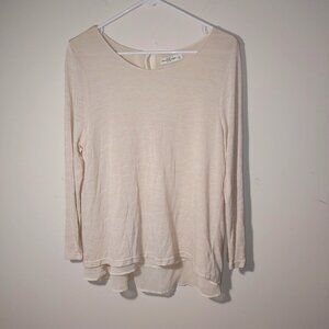 Abercrombie & Fitch Black 2 Layers Semi Sheer Open Back Long Sleeves Knit Top L